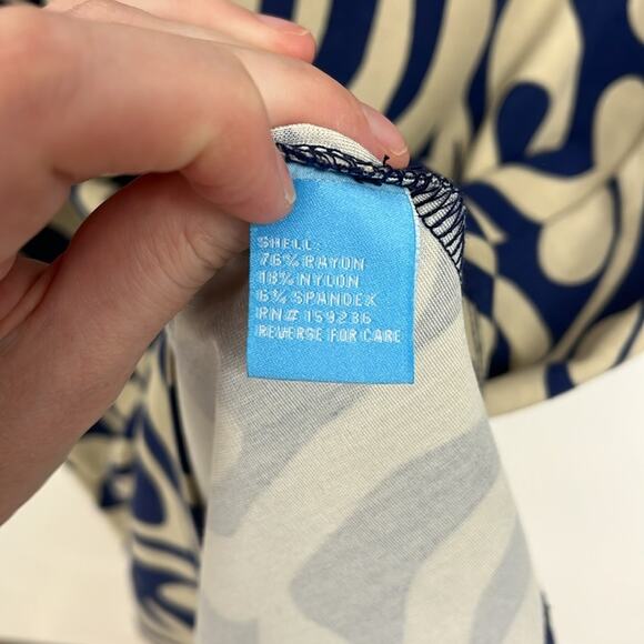 J. McLaughlin Campbell Boat Neck 3/4 Bell Sleeve  Preppy Retro Print Dress XS - Picture 10 of 13